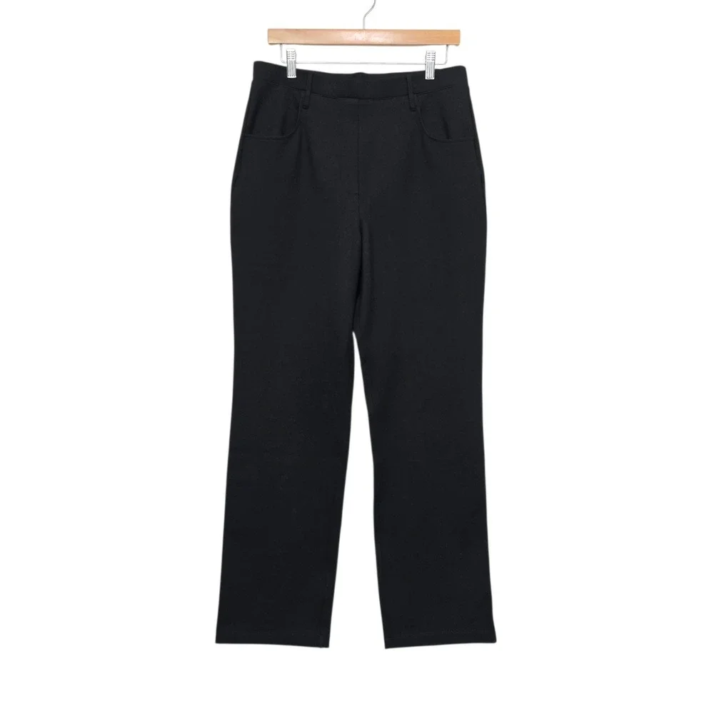 Quince Ultra-Stretch Ponte Straight Leg Pants Black High Rise Womens Size Large